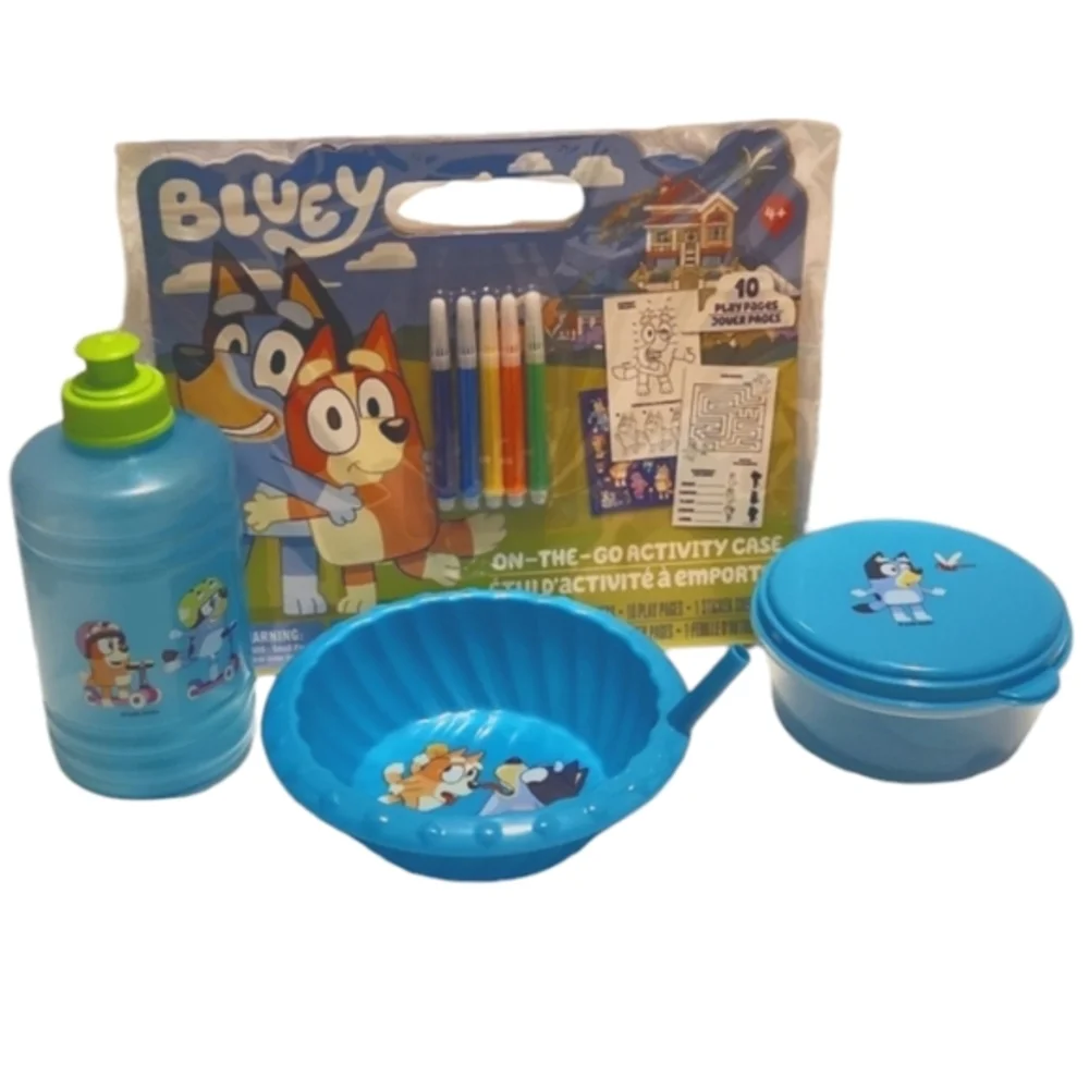 Bluey Water Bottle, Snack Container, Cereal Sippy Bowl, and Activity Book‎